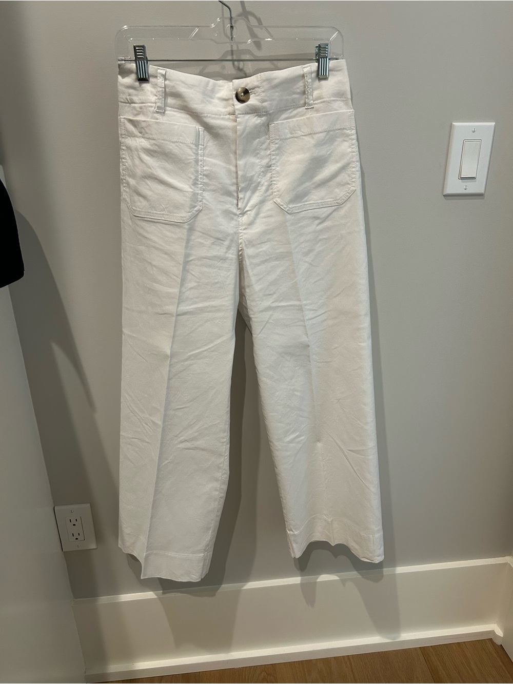 Maeve White Cropped Wide-Leg Pants